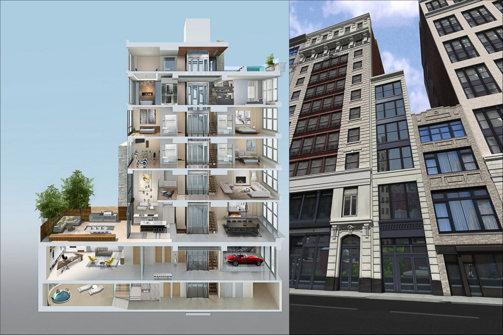 В центре Нью-Йорка построят абсурдно узкий и роскошный семиэтажный таунхауз