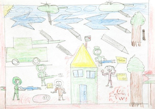 Traģiska bērnība: karadarbības zonās dzīvojošo bērnu zīmējumi