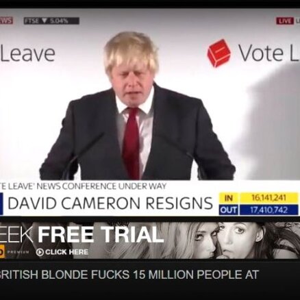 Džonsona 'Brexit' runa ievietota porno vietnē, jo viņš tajā piesmejot 15 miljonus britu