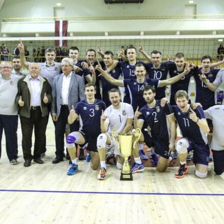 RTU/'Robežsardze' volejbolisti otro gadu pēc kārtas kļūst par Latvijas čempioniem