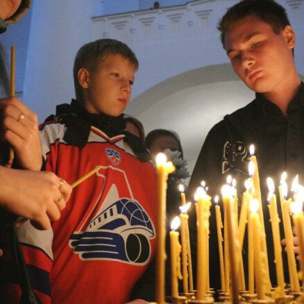 Minskā noticis aizlūgums par traģiski bojā gājušajiem 'Lokomotiv ' hokejistiem