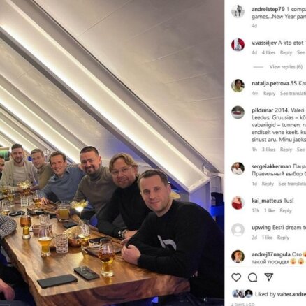 Igaunijas futbolisti vakariņo ar Krievijas izlases treneri Karpinu; federācija problēmu nesaskata