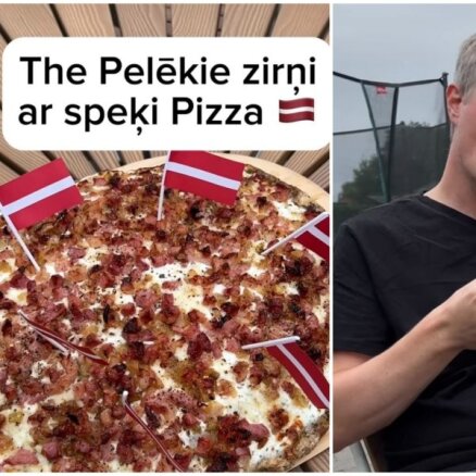 Dāņu tiktokeris rada Latvijas 'nacionālo picu' ar pelēkajiem zirņiem un speķi
