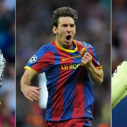 Uz Eiropas labākā futbolista balvu pretendē Ronaldu, Mesi un Suaress