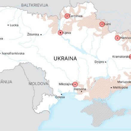 Karte: Kā pret Krieviju aizstāvas Ukraina? (21. marta aktuālā informācija)