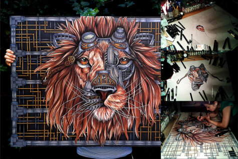 Покадрово: как нарисовать льва в стиле стимпанк