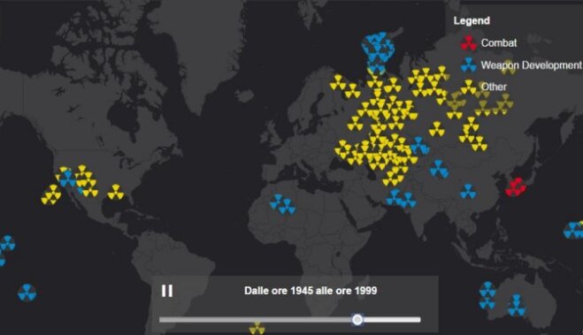 Publicēta interaktīvā karte, kurā redzami visi zināmie kodolsprādzieni