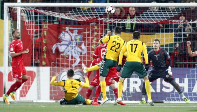 Fedor Cernych scores a goal, Lithuania - Malta