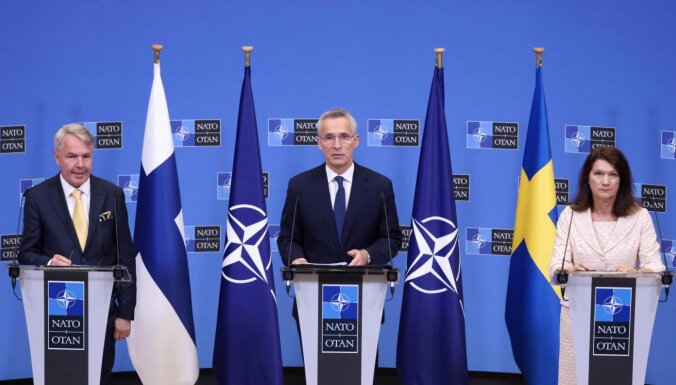 NATO sākusi ratifikācijas procesu Somijas un Zviedrijas uzņemšanai
