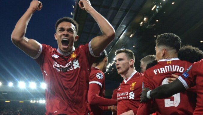 'Liverpool' un 'Barcelona' pārliecinoši uzvar UEFA Čempionu līgas ceturtdaļfināla pirmajās spēlēs