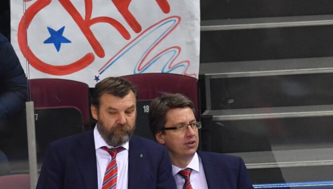 SKA head coach Oleg Znarok and Harijs Vitolins