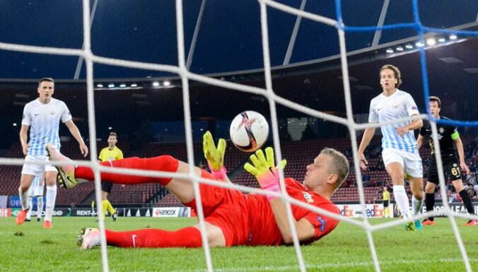 Zurich s Latvian goalkeeper Andris Vanins saves