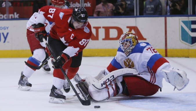 Canada Sidney Crosby scores Russia Sergei Bobrovsky