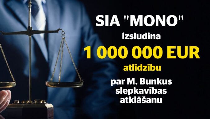 SIA 'Mono' izsludina viena miljona eiro atlīdzību par Bunkus slepkavības atklāšanu