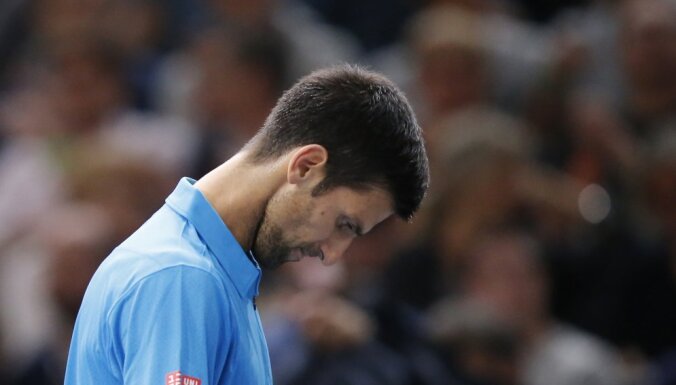 Novak Djokovic Serbia reacts after loosing Marin Cilic Croatia