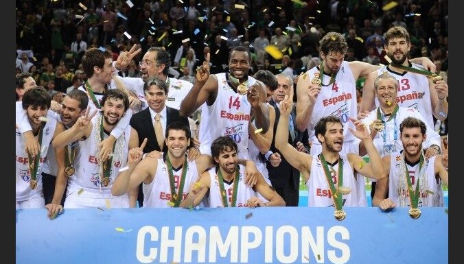 Spānijas basketbolisti otro reizi pēc kārtas triumfē Eiropas čempionātā