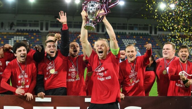 Дубль Карашаускаса принес "Лиепае" первый Кубок Латвии по футболу