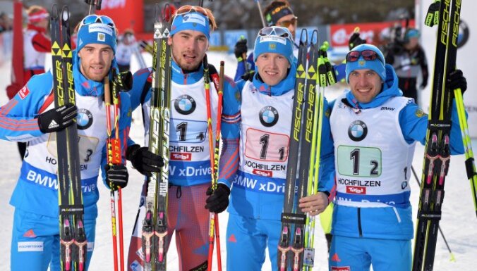 Russia biathlon Dmitry Malyshko, Anton Shipulin, Alexey Volkov, Evgeniy Garanichev