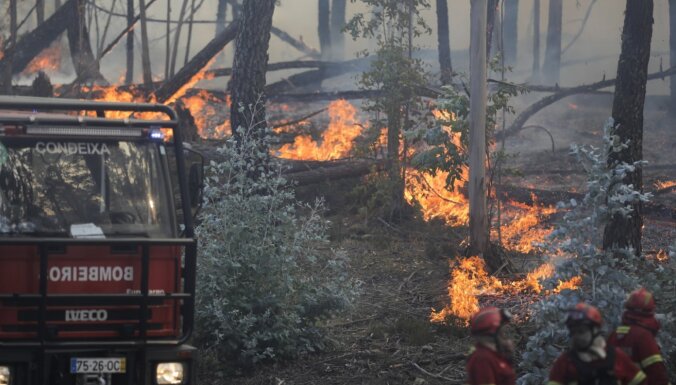 Portugālē plosās vairāki desmiti meža ugunsgrēku