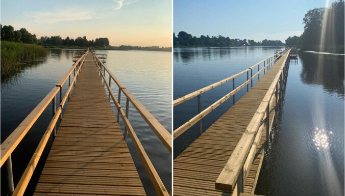ФОТО. В Лудзе открылся самый длинный в Латвии понтонный мост