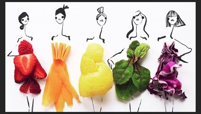 ФОТО: Модельер создает поразительные эскизы костюмов, используя овощи и фрукты