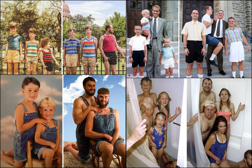 Тогда и сейчас: братья и сестры воссоздали семейные фото из детства