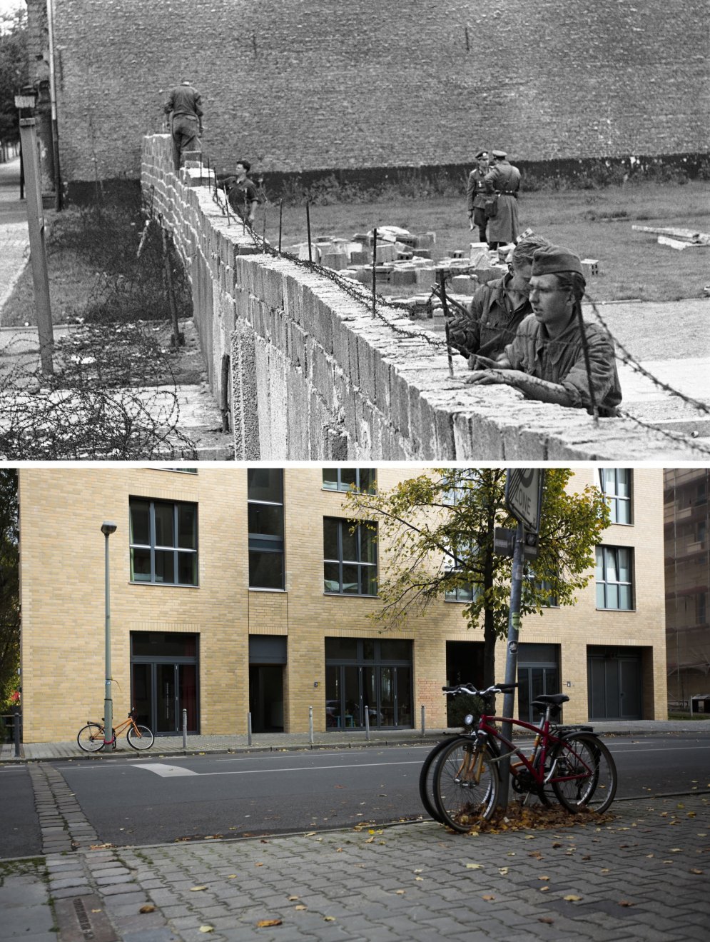 25 лет с падения Берлинской стены — 15 сильных фотографий в стиле "тогда и сейчас"