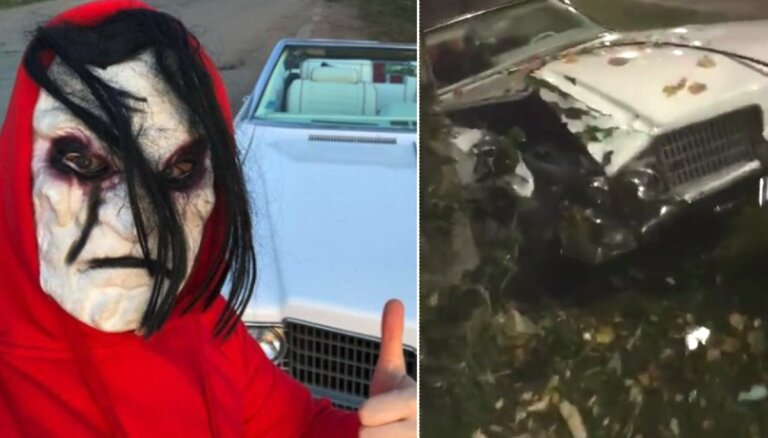 Video: Nesankcionētā auto pasākumā Ogrē jaunieši parkā sadauza 60. gadu kabrioletu