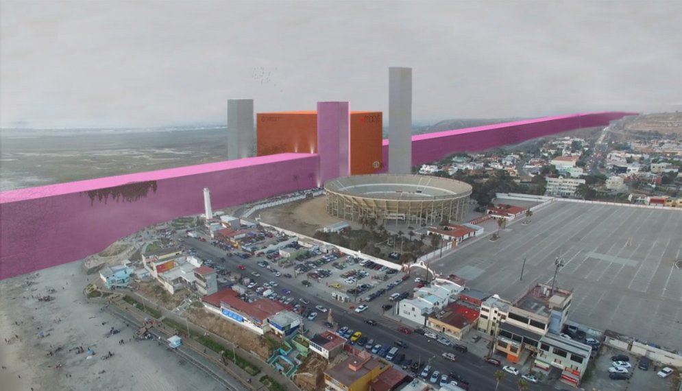 Мексиканские дизайнеры нарисовали "Стену Трампа" за $25 млрд. и она… розовая!