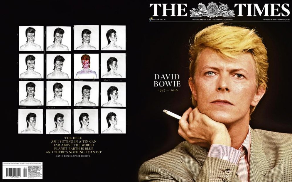 Смерть Дэвида Боуи на обложках заграничных газет и журналов (17 примеров)