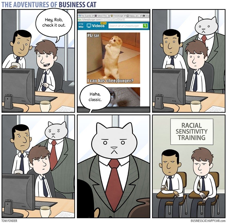 Kāds būtu darbs birojā, ja jūsu boss būtu... parasts kaķis