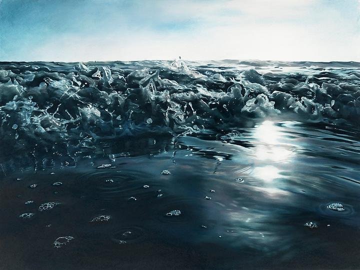 Māksliniece ar pirkstiem rada neticami reālistiskus jūras skatus