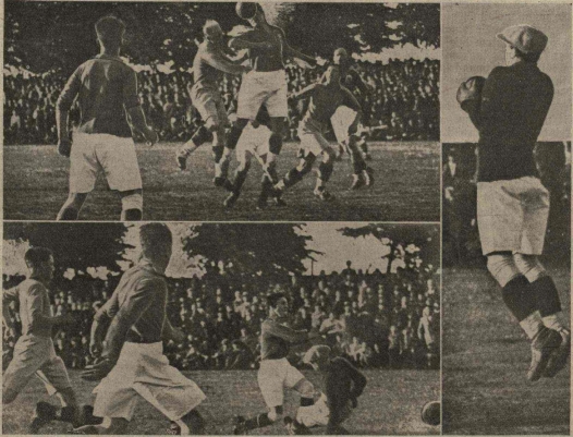 Latvijas un Zviedrijas izlašu spēle 1933. gada 4. jūlijā. Foto: žurnāls "Stadions", 1933. gada 6. jūlijs