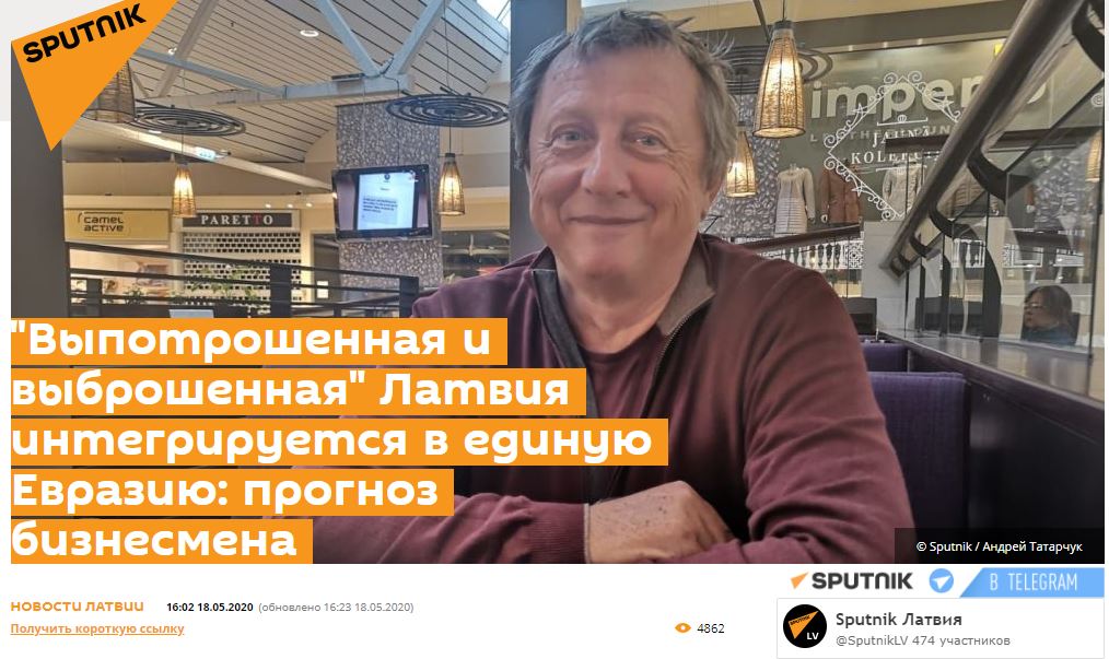 Ekrānuzņēmums no "Sputniknews"