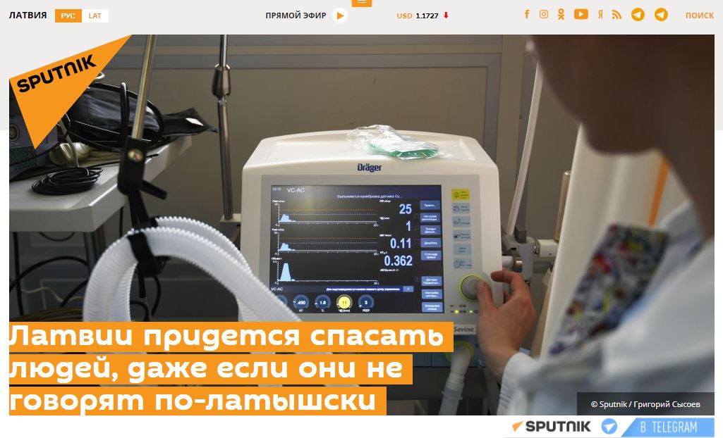 Ekrānuzņēmums no "Sputniknews"