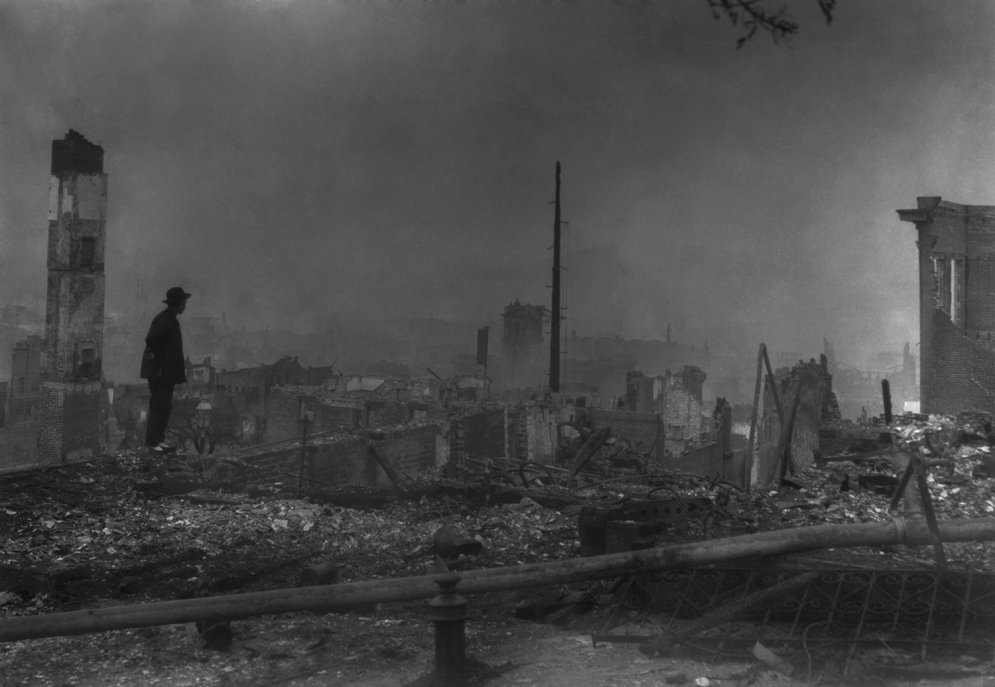 Arhīva foto: Sanfrancisko pēc smagākās zemestrīces pilsētas vēsturē