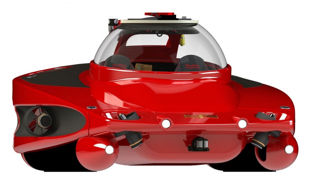 Mini zemūdene Džeimsa Bonda stilā, kas izskatās kā 'Ferrari'