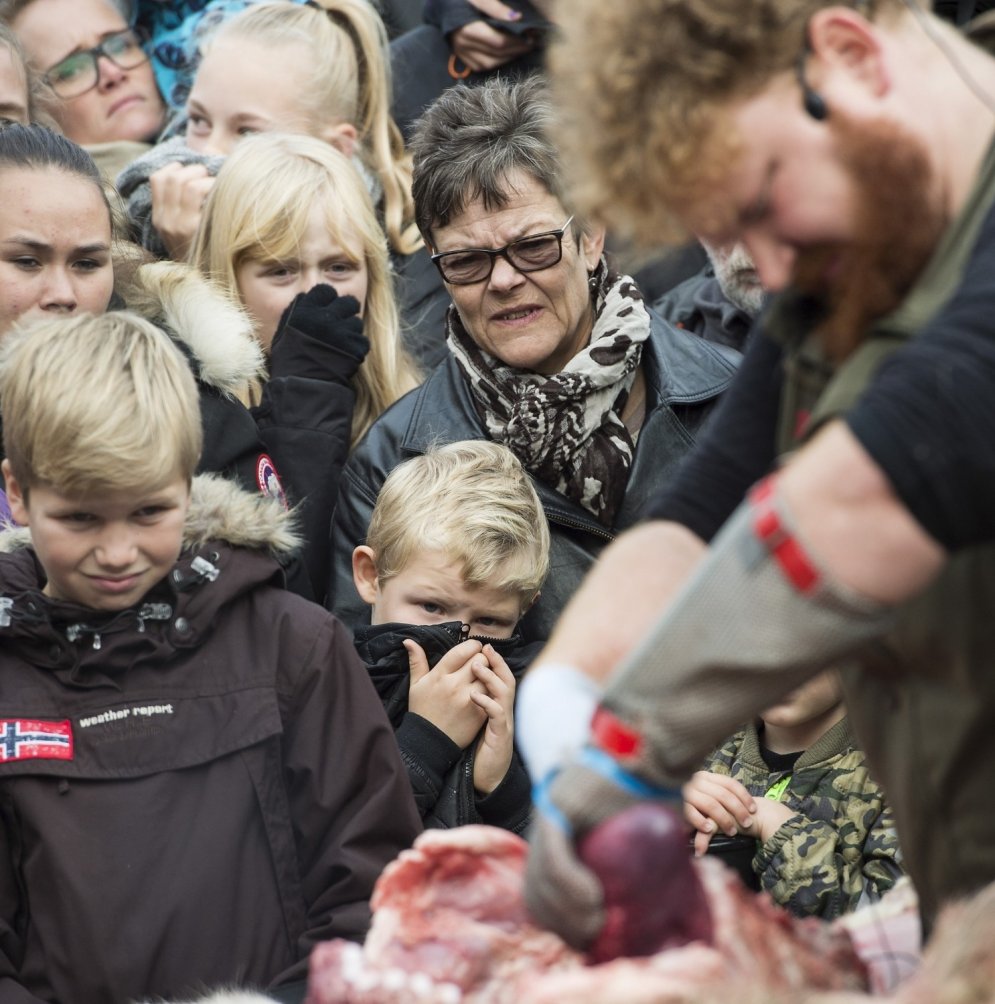 Dānijas zoodārzā bērnu acu priekšā sagriež gabalos lauvu