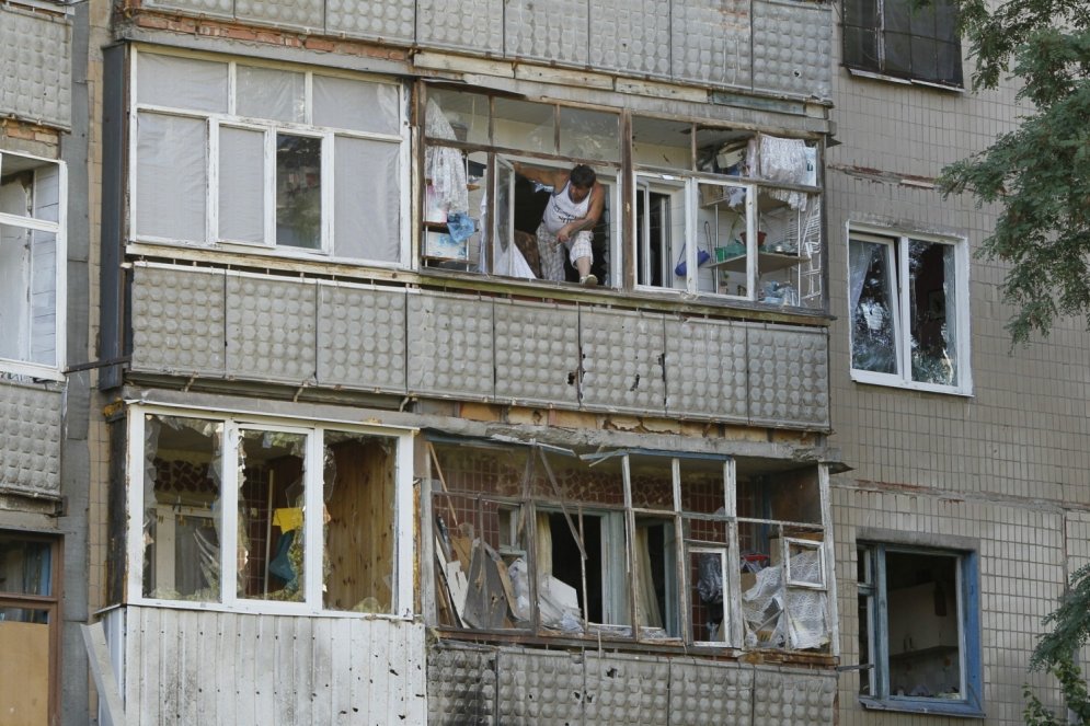 Dzīvokļi pēc apšaudes Slovjanskā