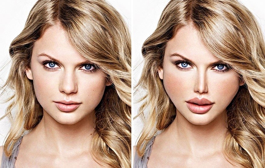 Kā izskatītos slavenas sievietes, ja 'uzlabotu' lūpas un degunu