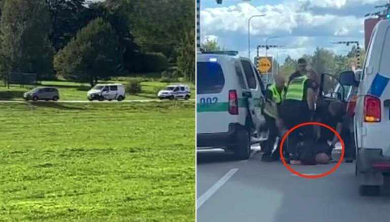 Video: Salaspilī policija dzenas pakaļ auto, izsit stiklu un izrauj vadītāju