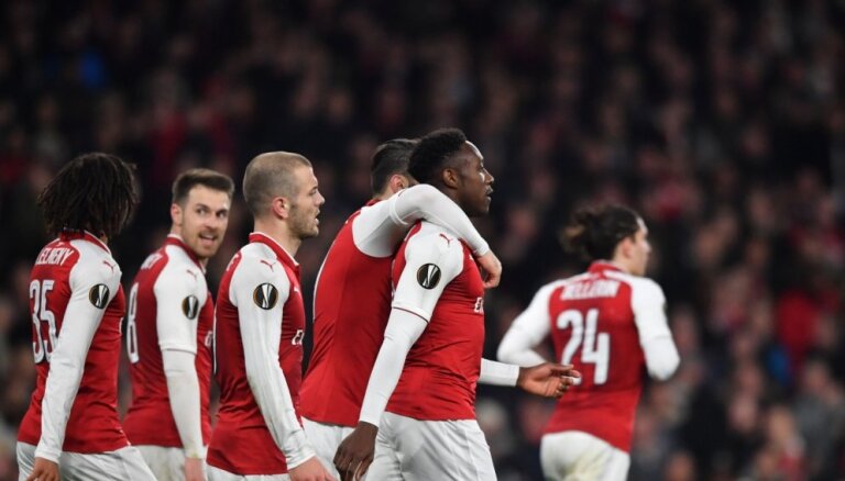 'Arsenal' vēlreiz pieveic 'AC Milan'; noskaidroti arī pārējie Eiropas līgas ceturtdaļfinālisti