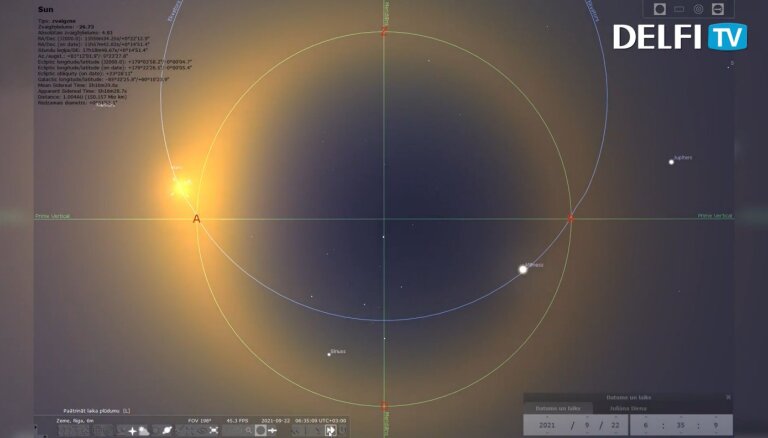 Rudens ekvinokcijas simulācija: ko dara Saule, kad diena ir tikpat gara kā nakts
