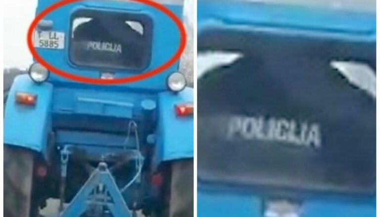 Video: Valmierā policists formastērpā brauc ar traktoru